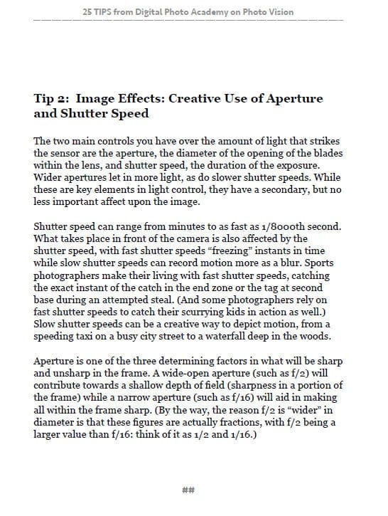 25 Tips from Digital Photo Academy on Lenses, Focusing & Depth of Field